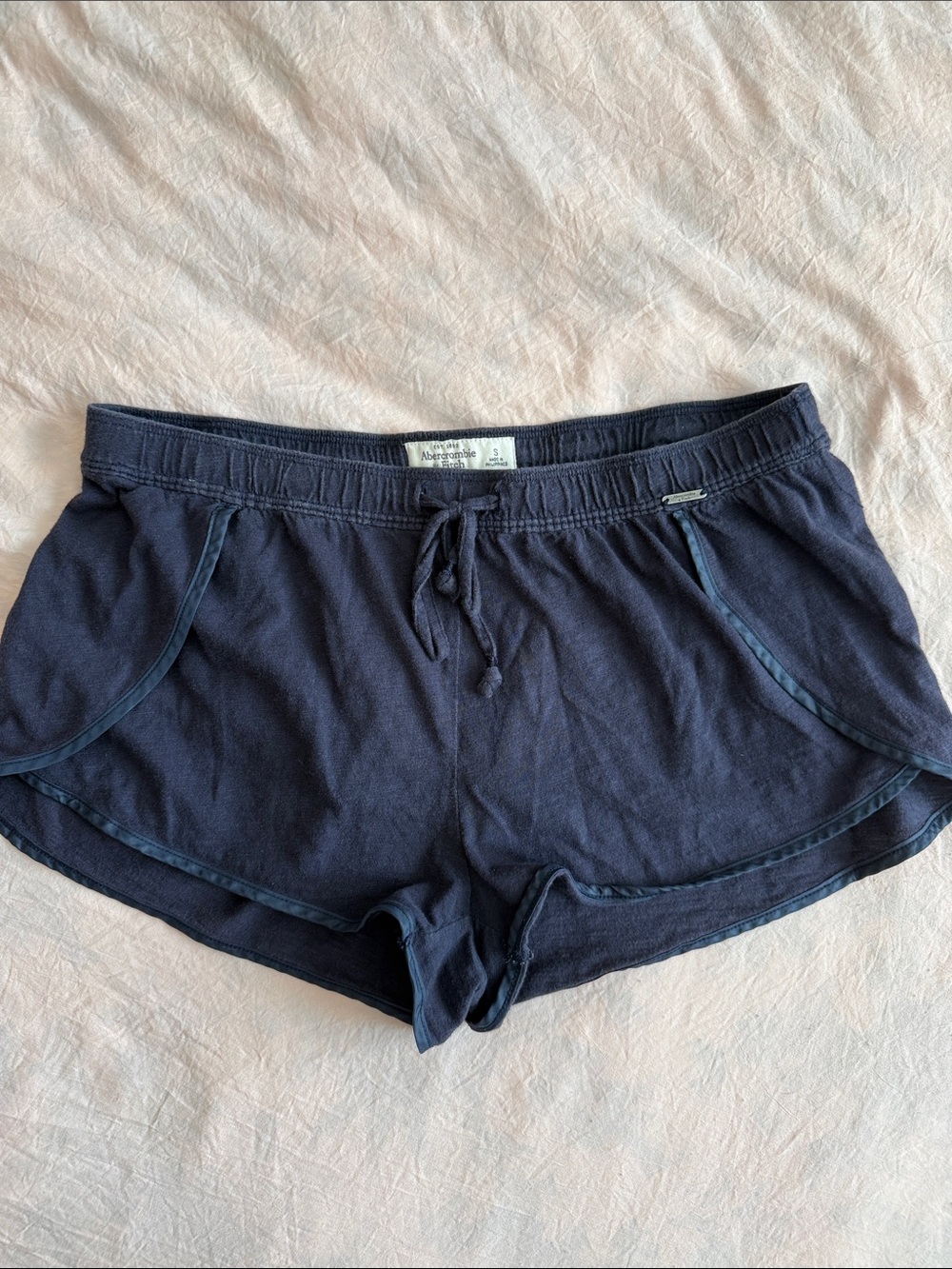 Vintage Y2K Abercrombie & Fitch Navy Blue Knit Lounge Shorts Size S